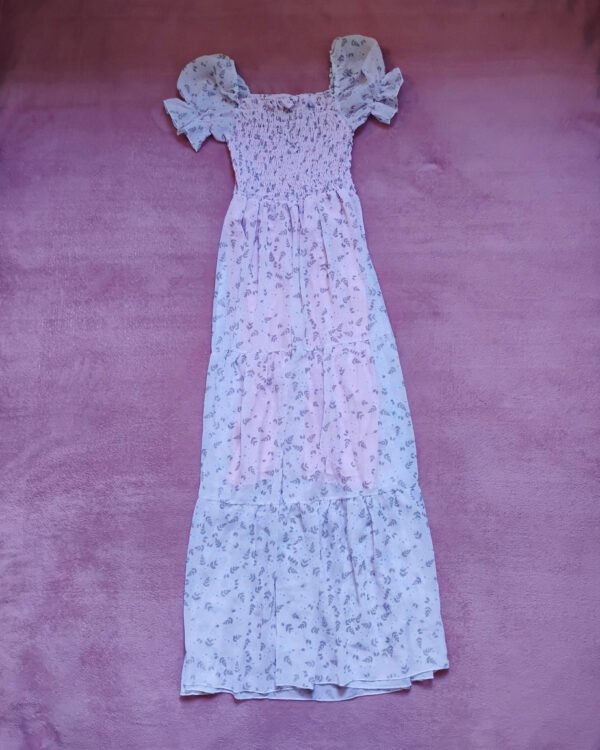 Vestido Rosa Bebê Floral Longo